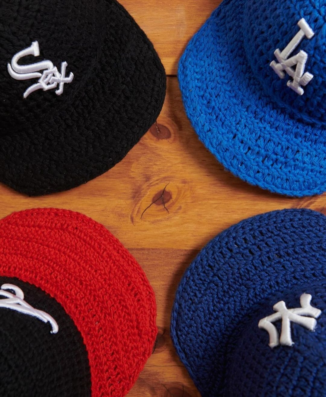 Handmade Crocheted New York Yankees & Chicago White Sox Fitted