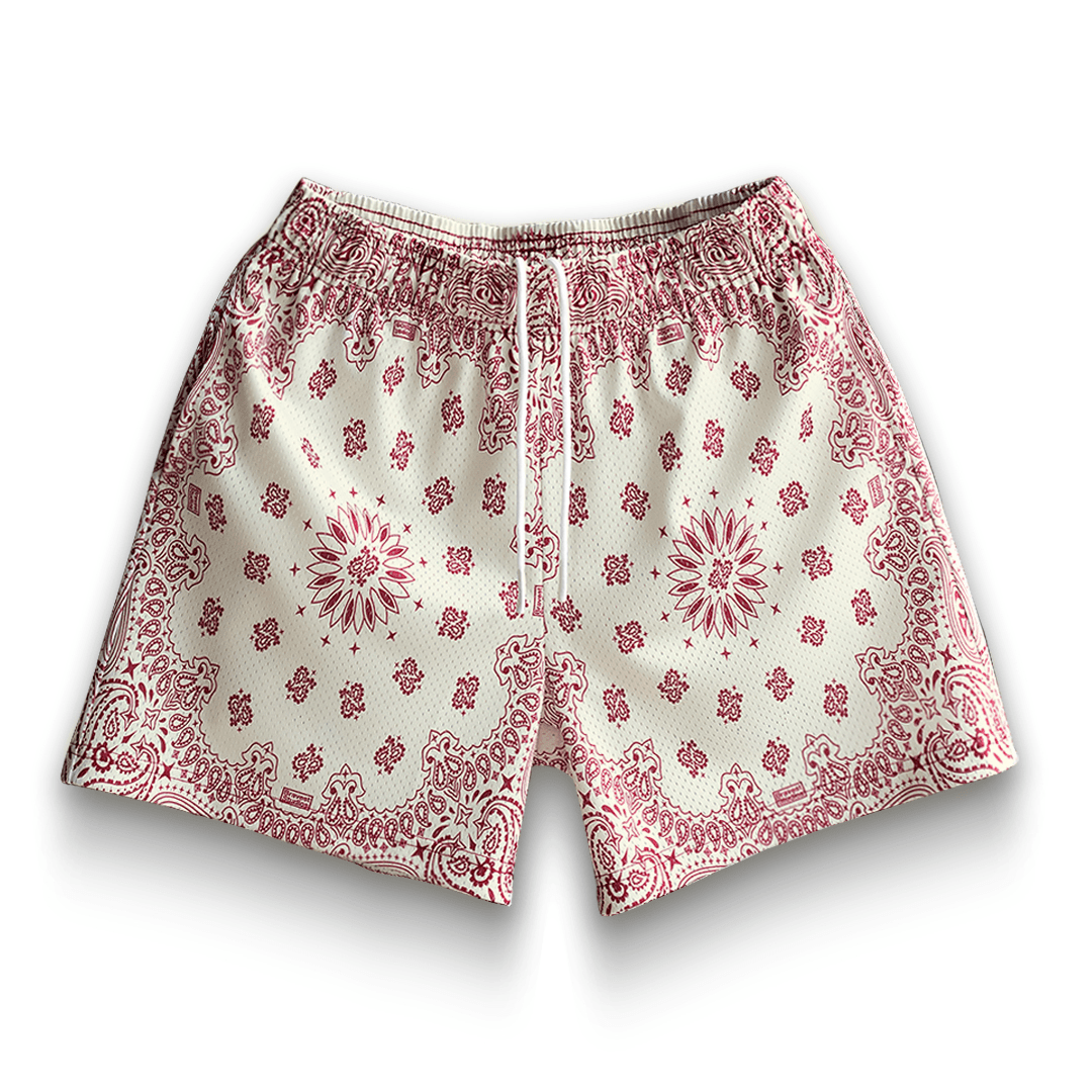 Cream Paisley Shorts