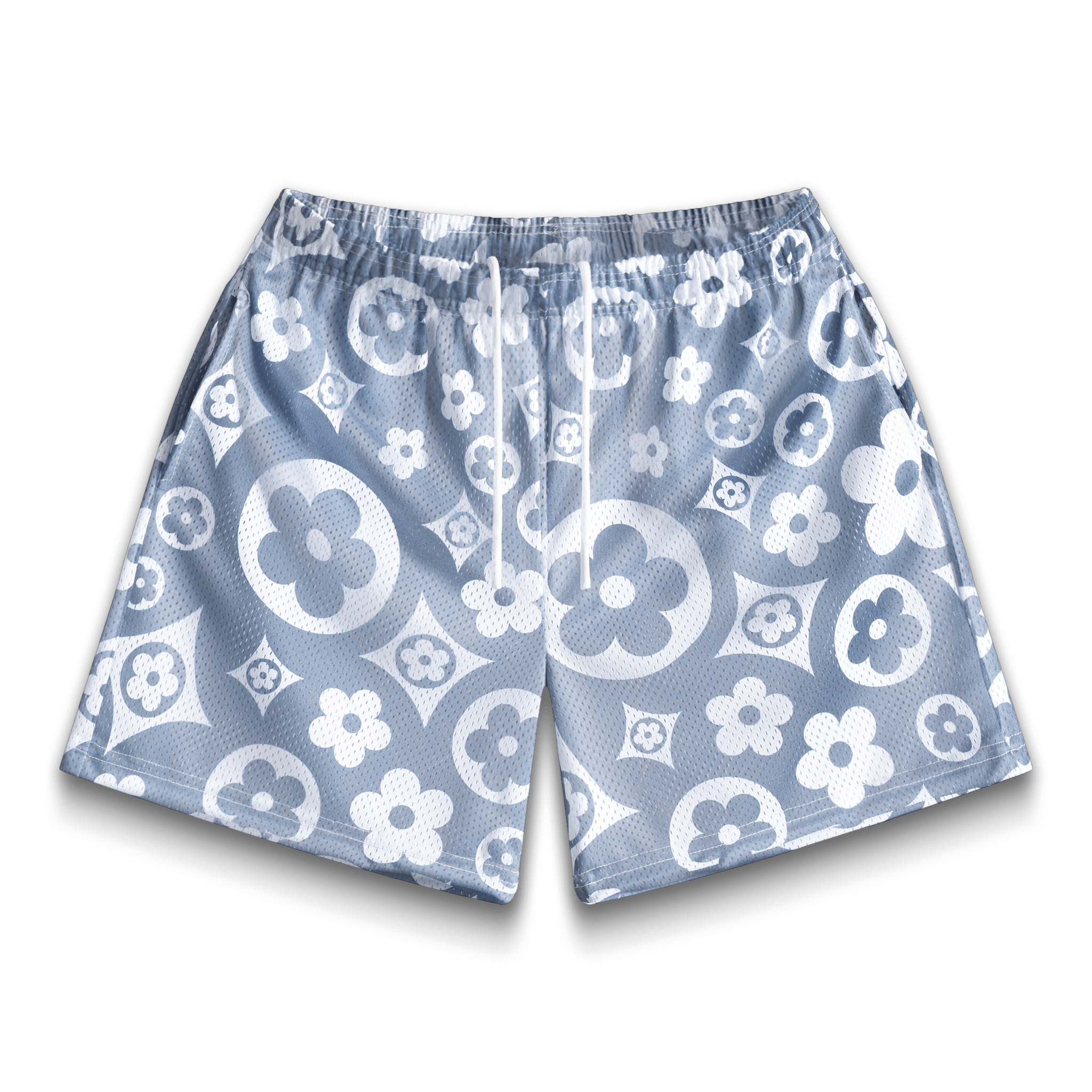 Grey Flower Shorts