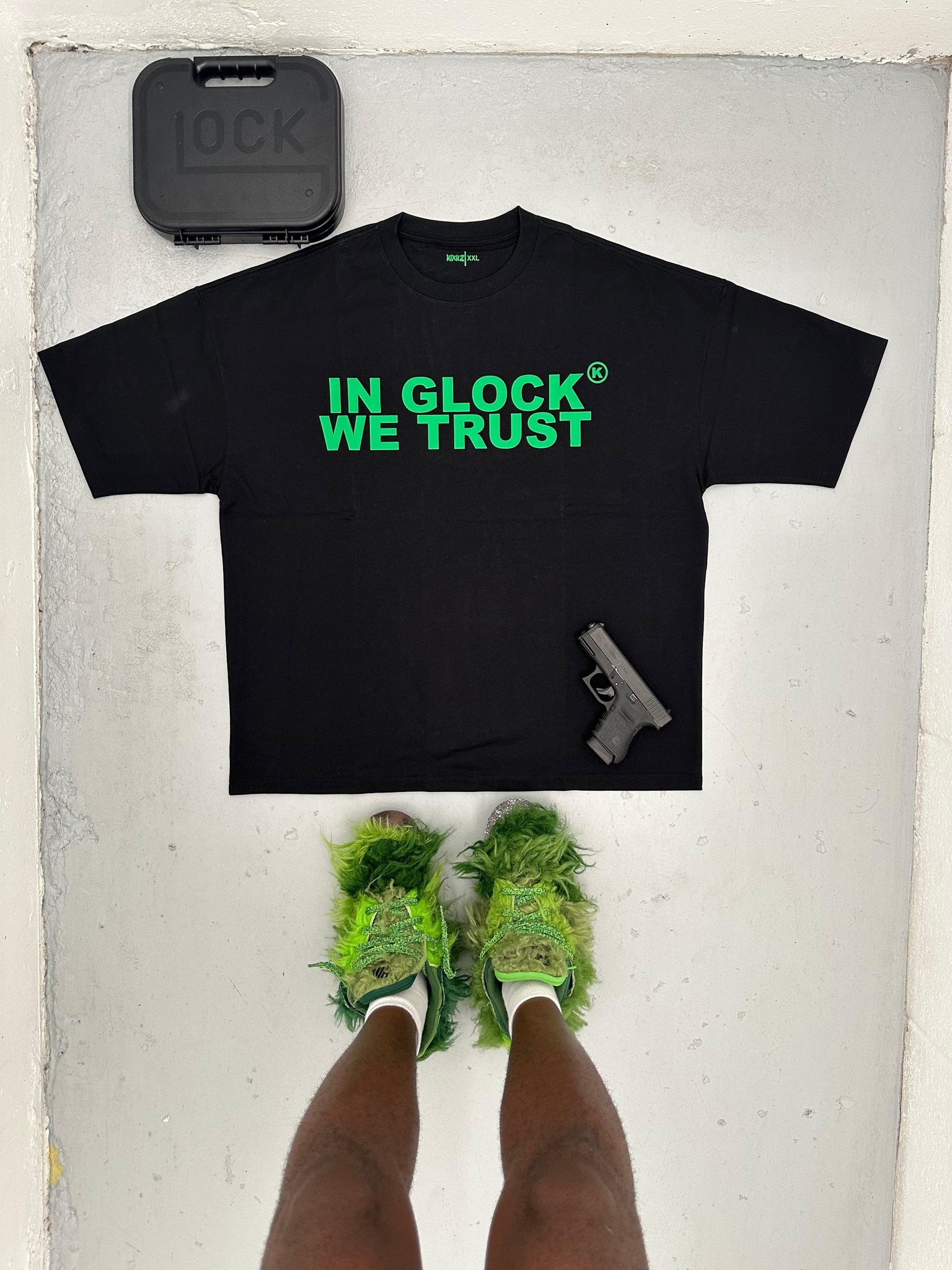 IN GLOCK WE TRUST OVERSIZED TEE (Green)